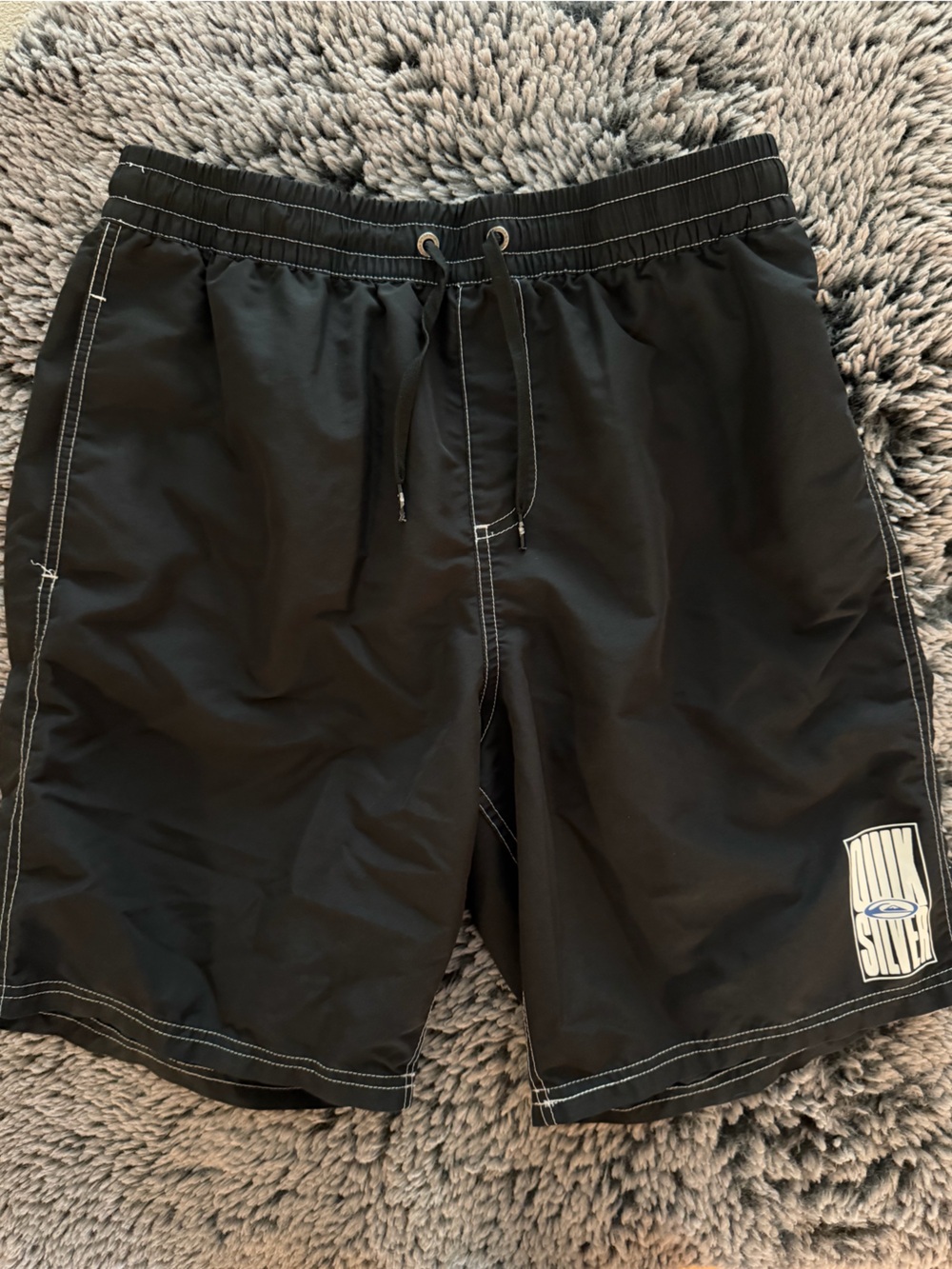 Quicksilver Men’s Black Swim Shorts with White Stitching